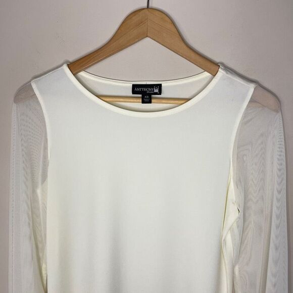 NEW! ANTTHONEY ORIGINAL Cream Long‎ Mesh Sleeve Blouse, XS/SM - Picture 2 of 9